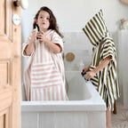 Poncho de bain éponge Suzon rayures rose