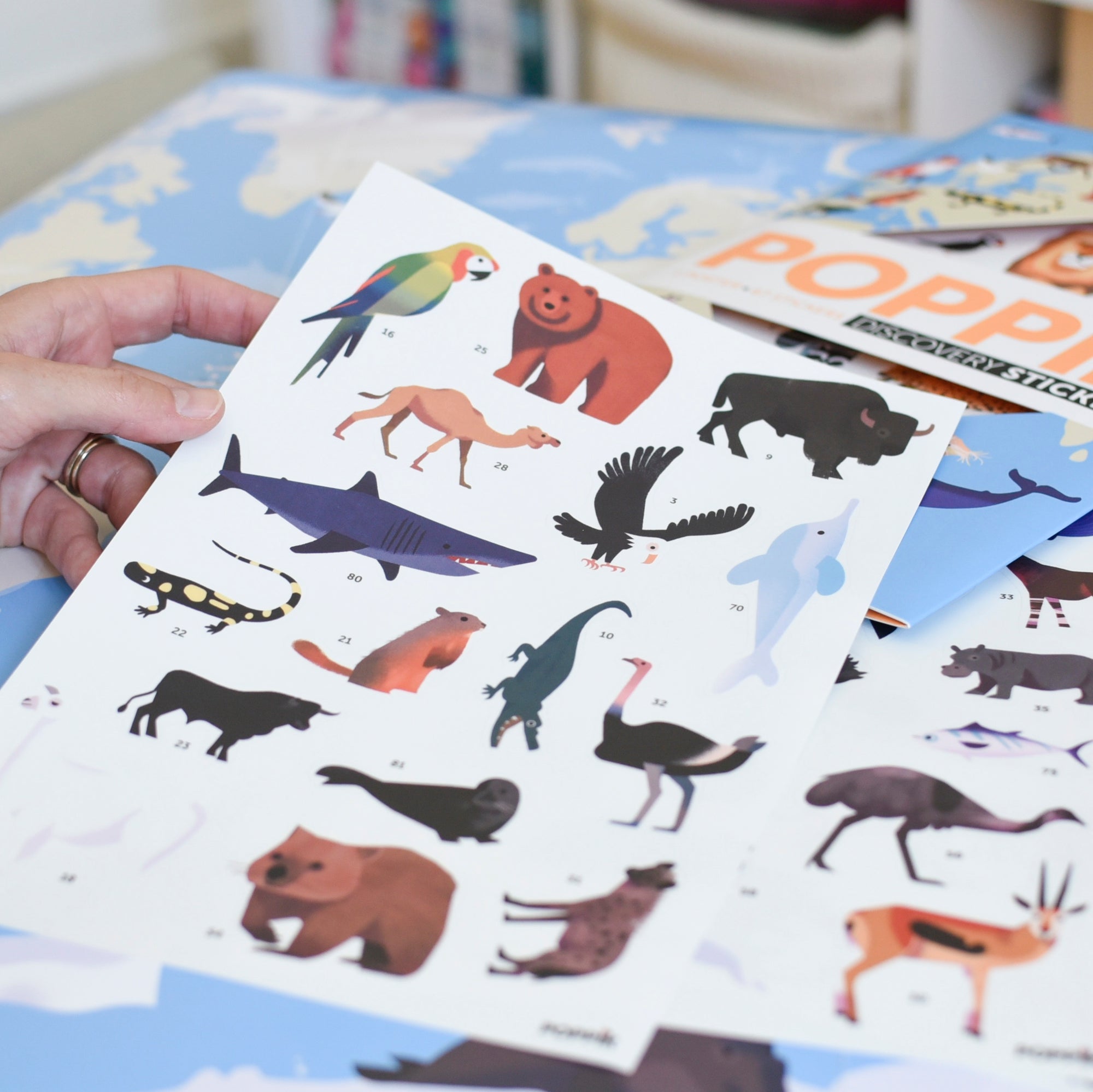Educational poster + 67 stickers animals of the world