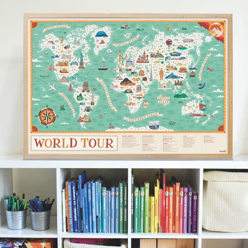 Educational poster + 71 stickers monuments of the world