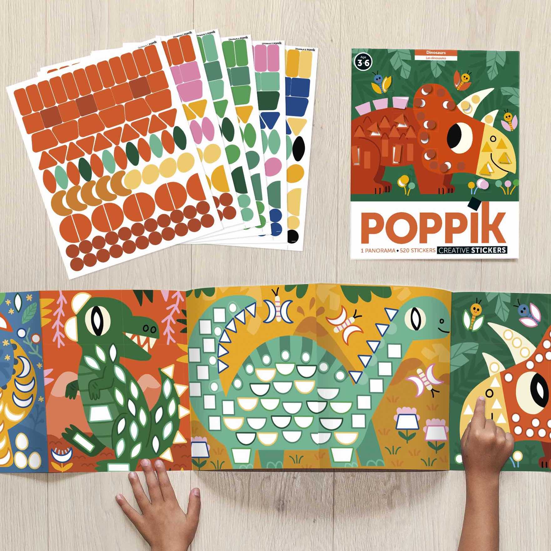 PANORAMA POSTER + 520 stickers Dinosaurs