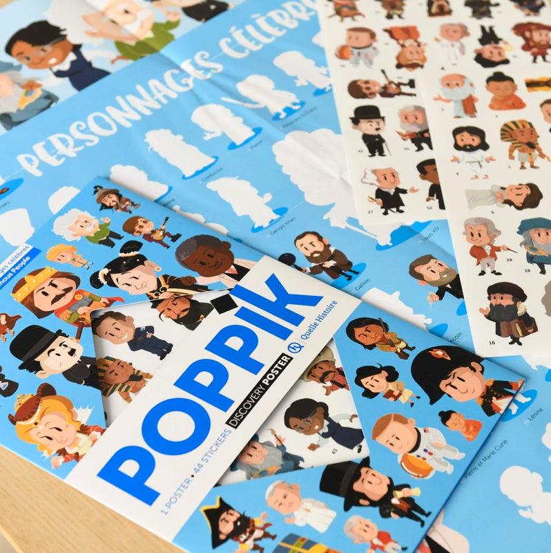 History poster + 44 stickers famous people