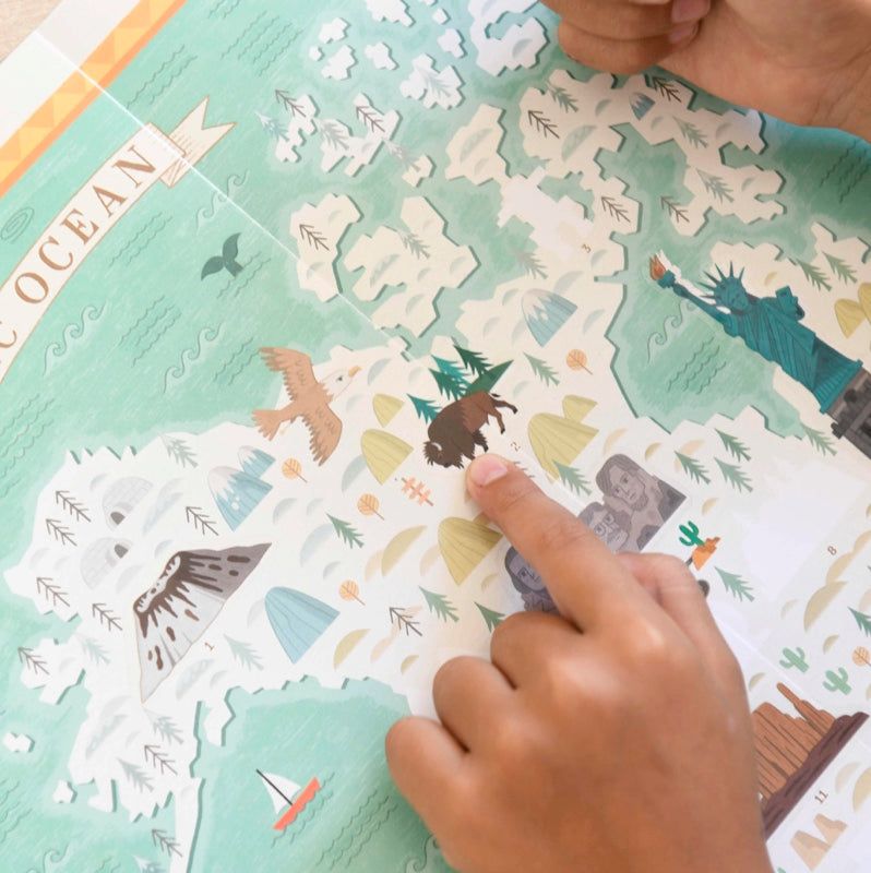 Educational poster + 71 stickers monuments of the world