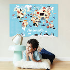 Educational poster + 67 stickers animals of the world