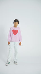 Sweatshirt Lilac with Red Heart Print