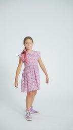 Short Dress Lilac with Cherries Allover