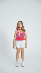 Top Rose à Imprimé Cerises