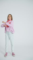 Sweatshirt Lilac with Red Heart Print