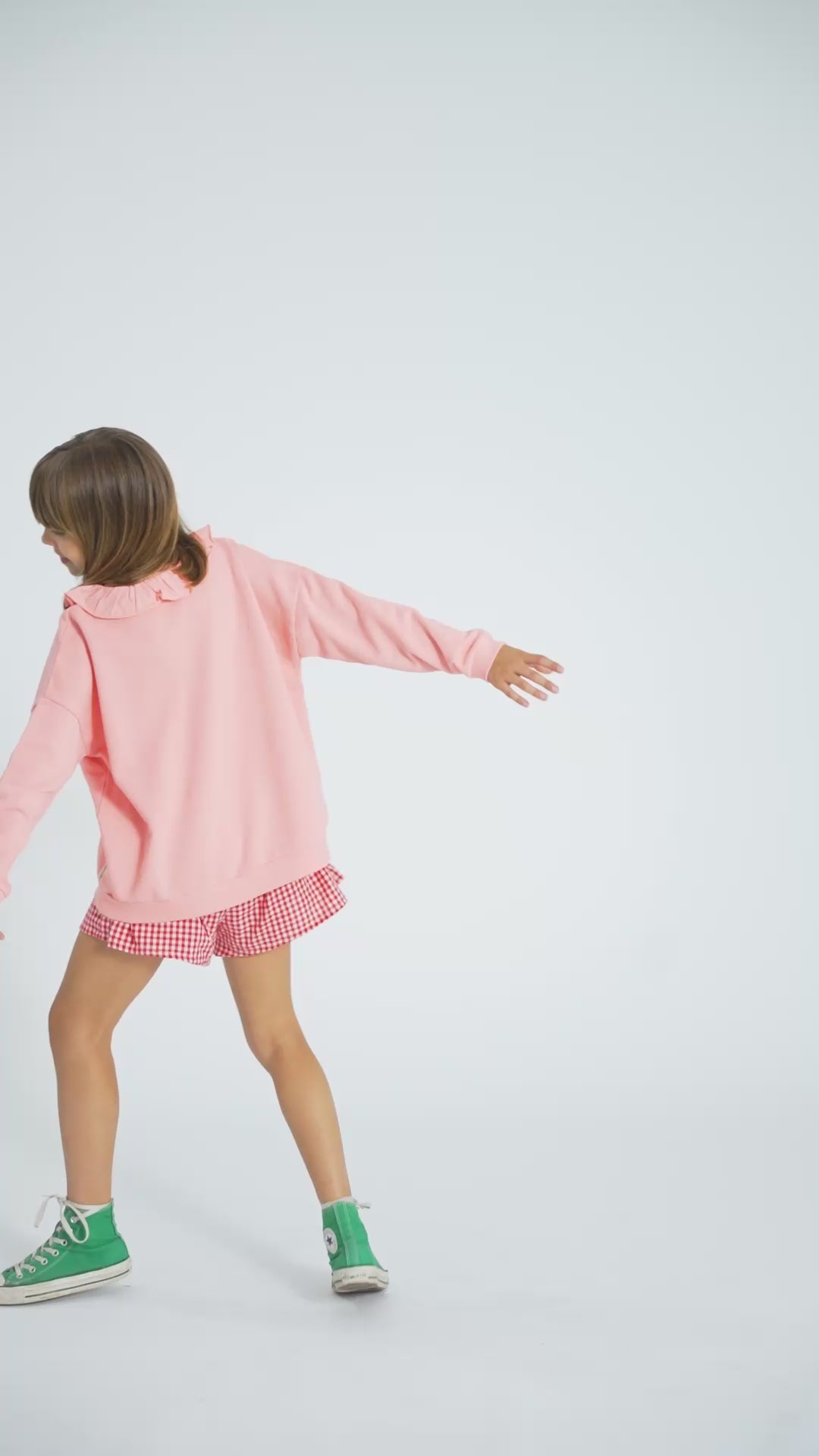 Sweatshirt with Collar Light Pink with Strawberry Print