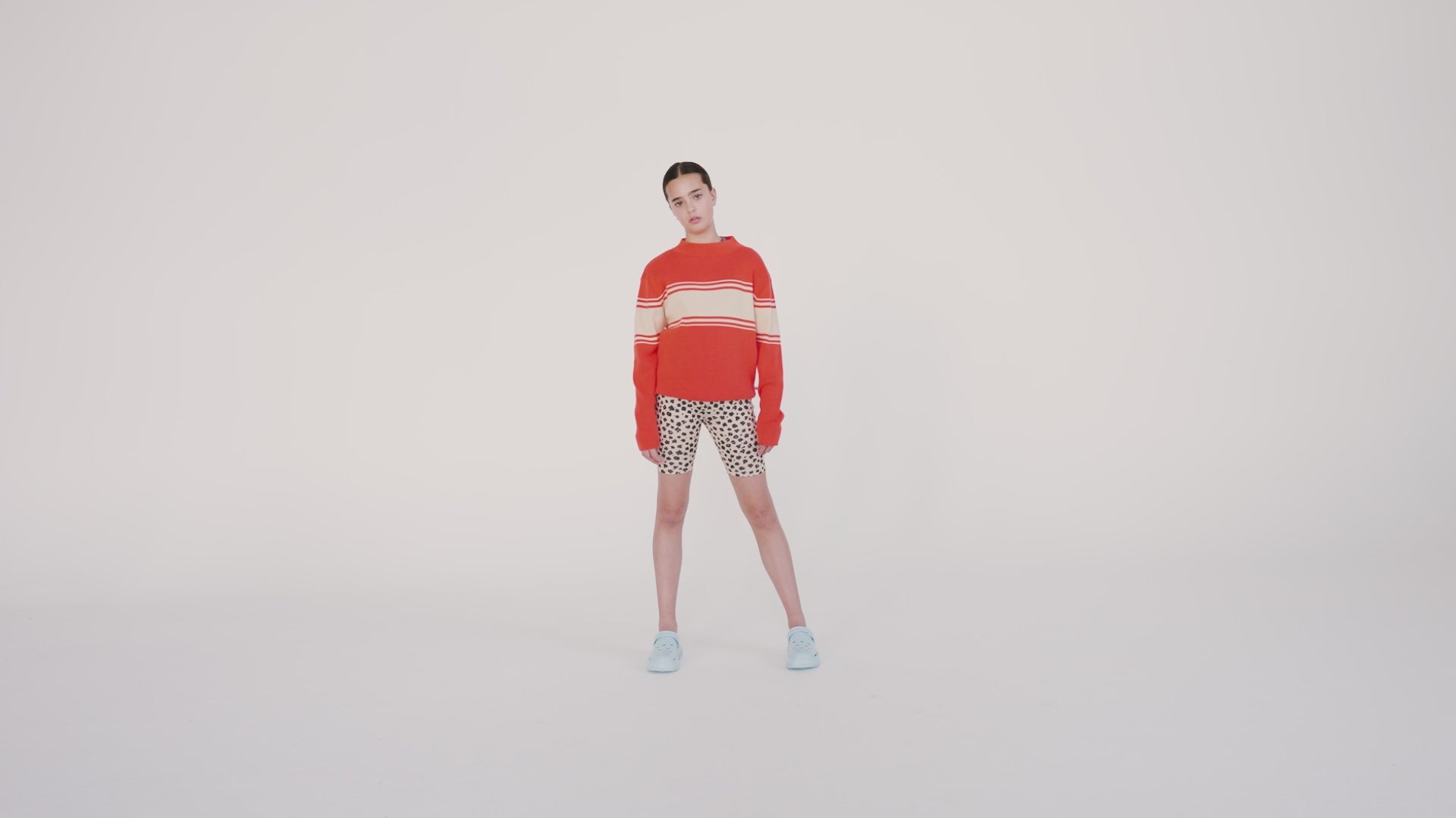 Red striped mesh sweater