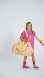 Robe T-shirt Fuchsia à Imprimé Glace