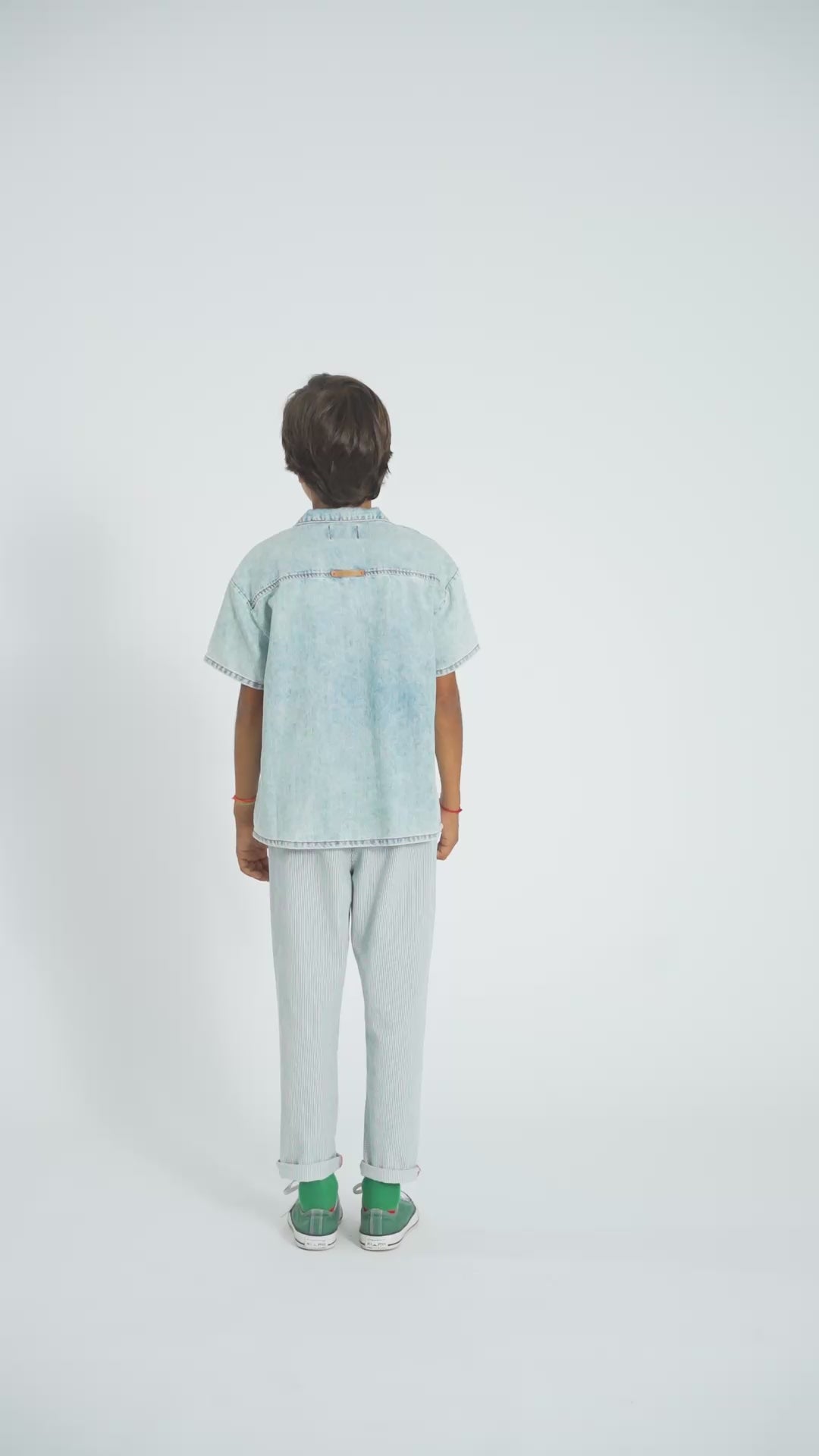 Pantalon Unisexe Écru à Rayures Indigo