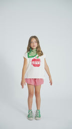 T-shirt Écru à Imprimé Pommes