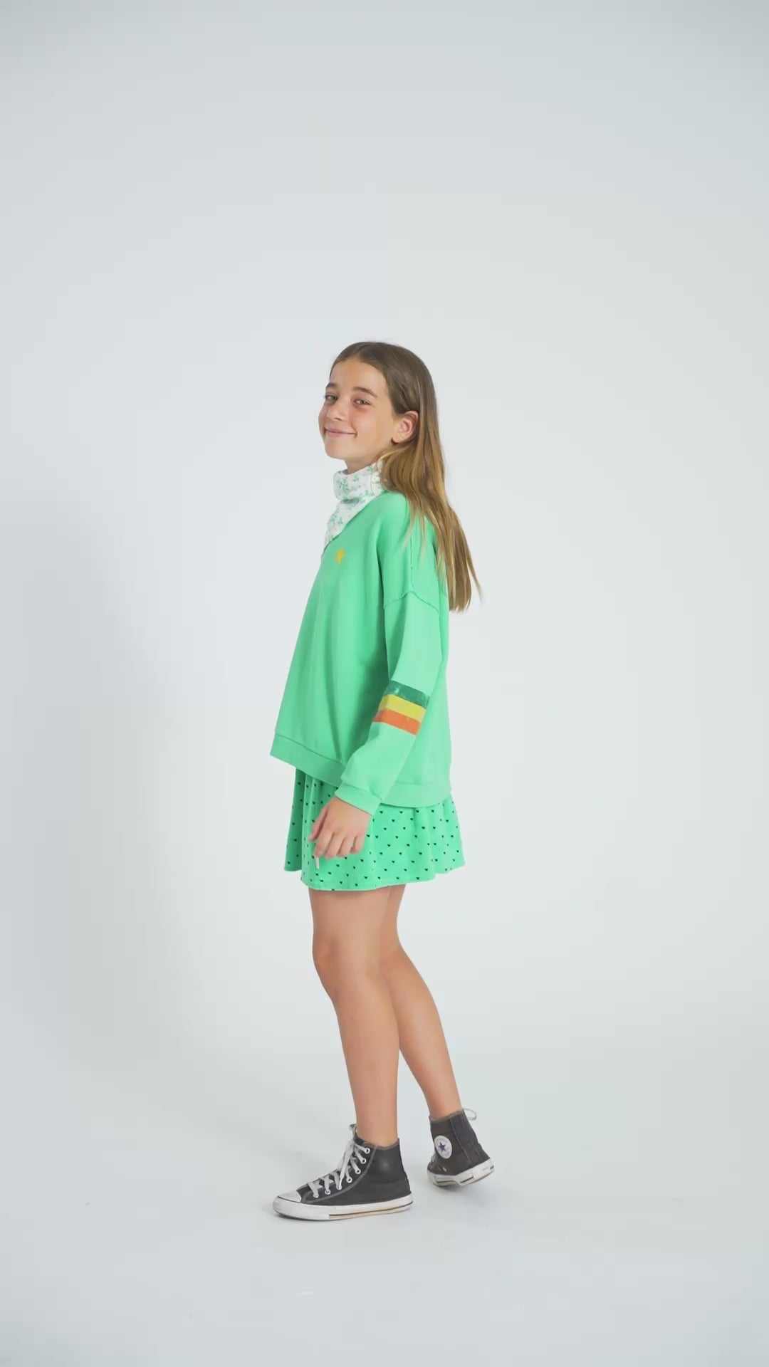 Sweatshirt Green with Multicolor Stripes