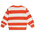 Comfortable off-the-shoulder sweater with flame block stripes