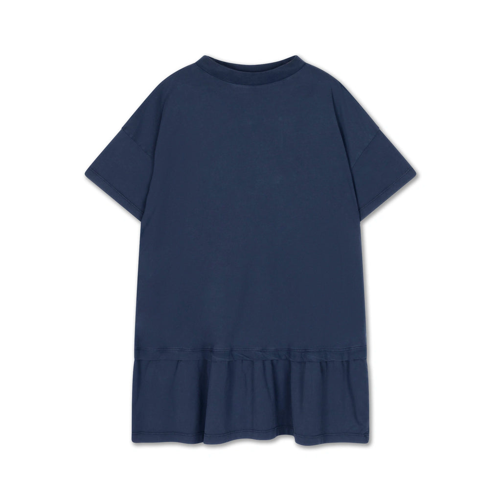 Midnight Teal Dress with Ruffles on the Hem