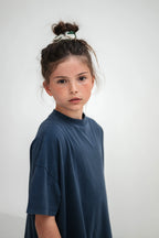 Midnight Teal Dress with Ruffles on the Hem