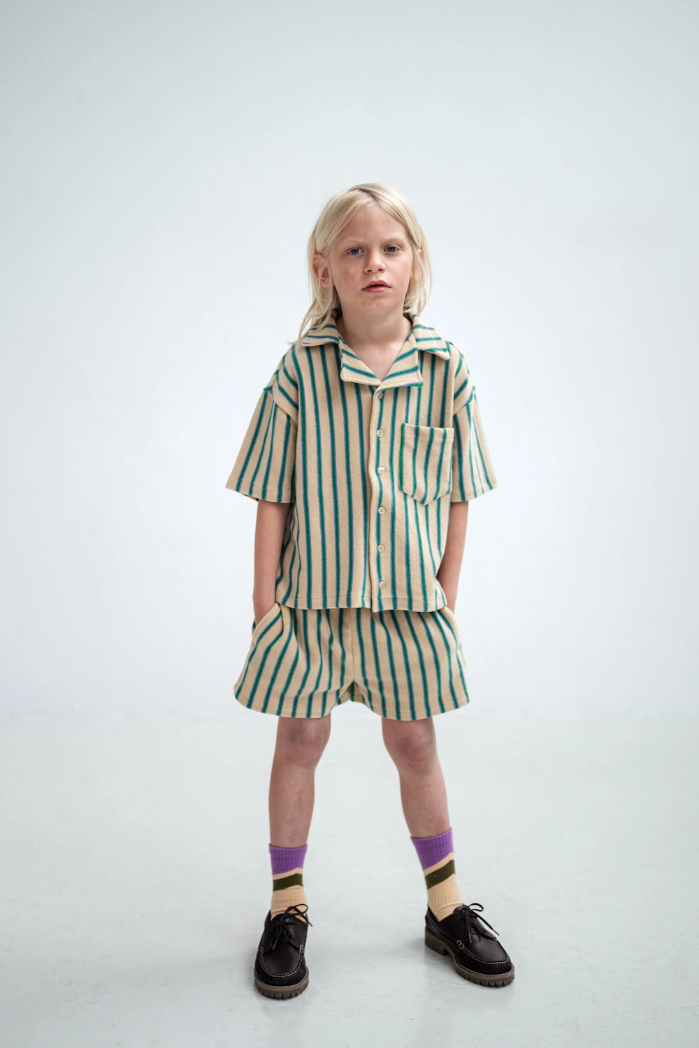 Jade Bloom Striped Shorts