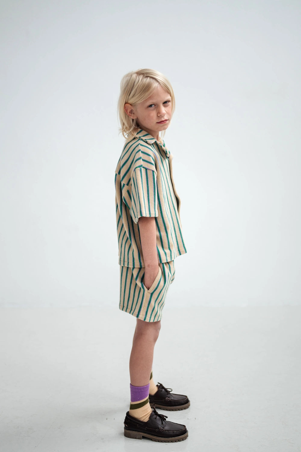 Jade Bloom Striped Shorts