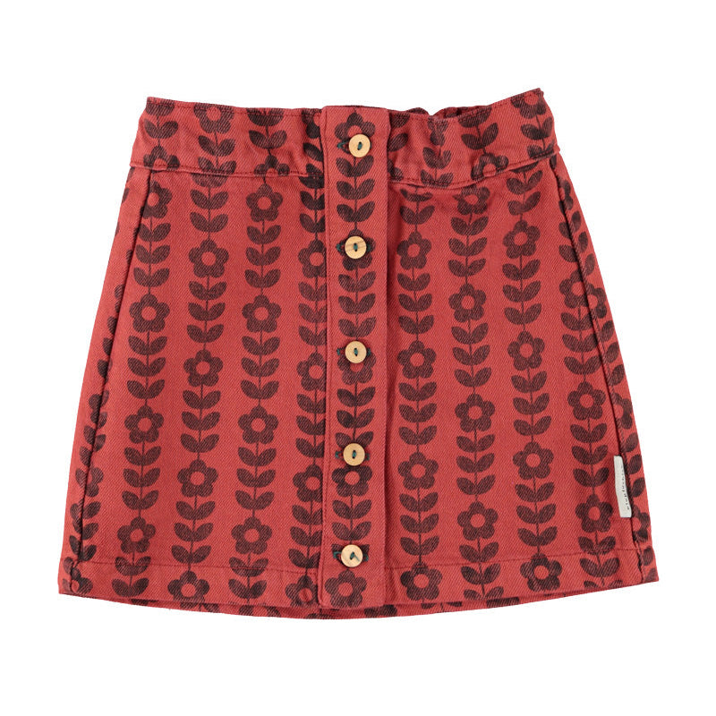 Burgundy Black Floral Skirt