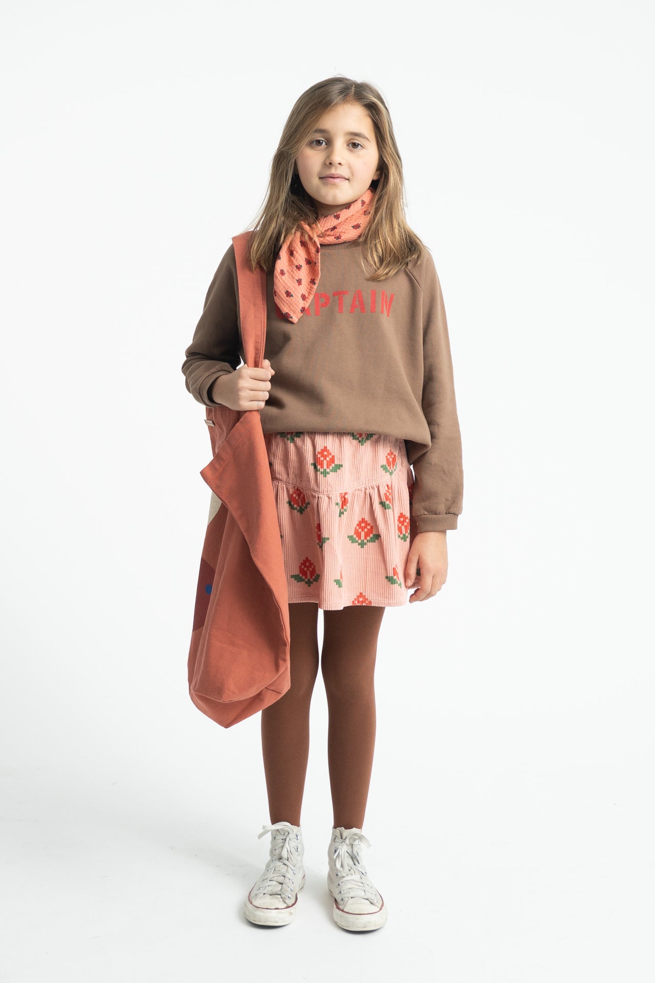 Jupe velours Rose Grandes Fleurs
