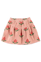 Jupe velours Rose Grandes Fleurs
