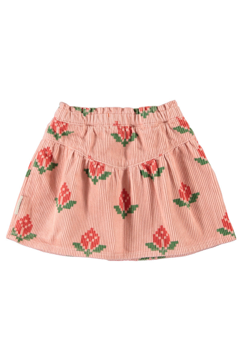 Jupe velours Rose Grandes Fleurs