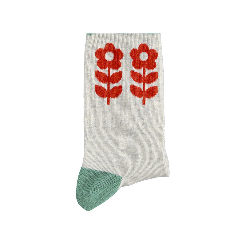 Chaussettes Grises Fleurs Rouges Bébé Piupiuchick – vue 2