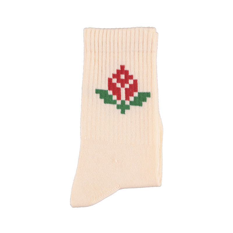 Chaussettes Roses Fleur Rouge Bébé Piupiuchick – vue 2