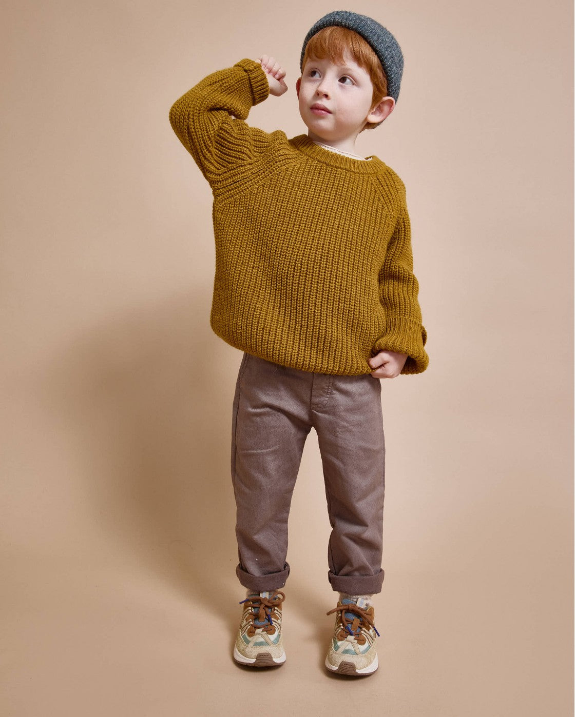 Pull doux en maille Ocre
