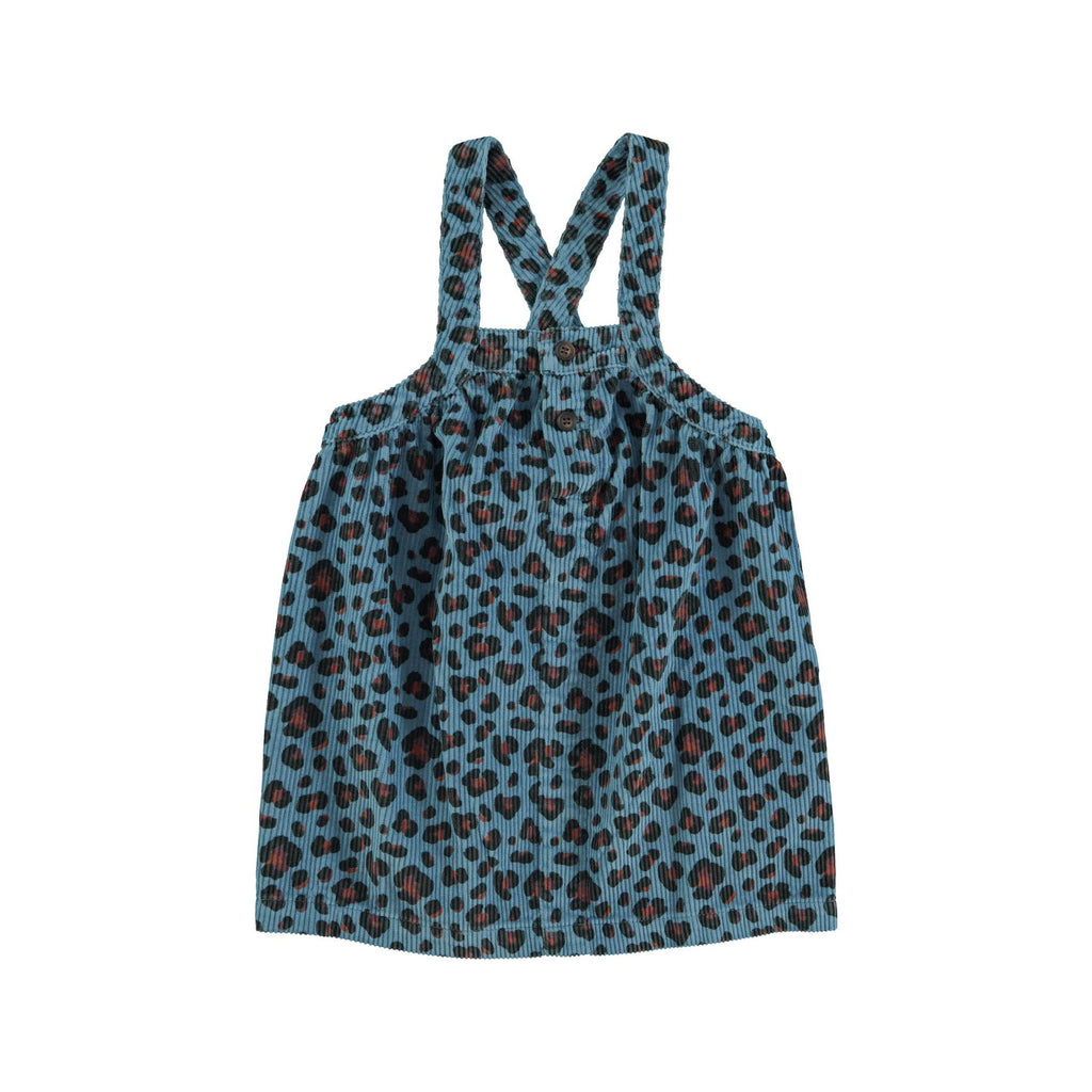Short dress with blue to animal print