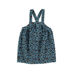 Short dress with blue to animal print