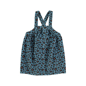 Short dress with blue to animal print