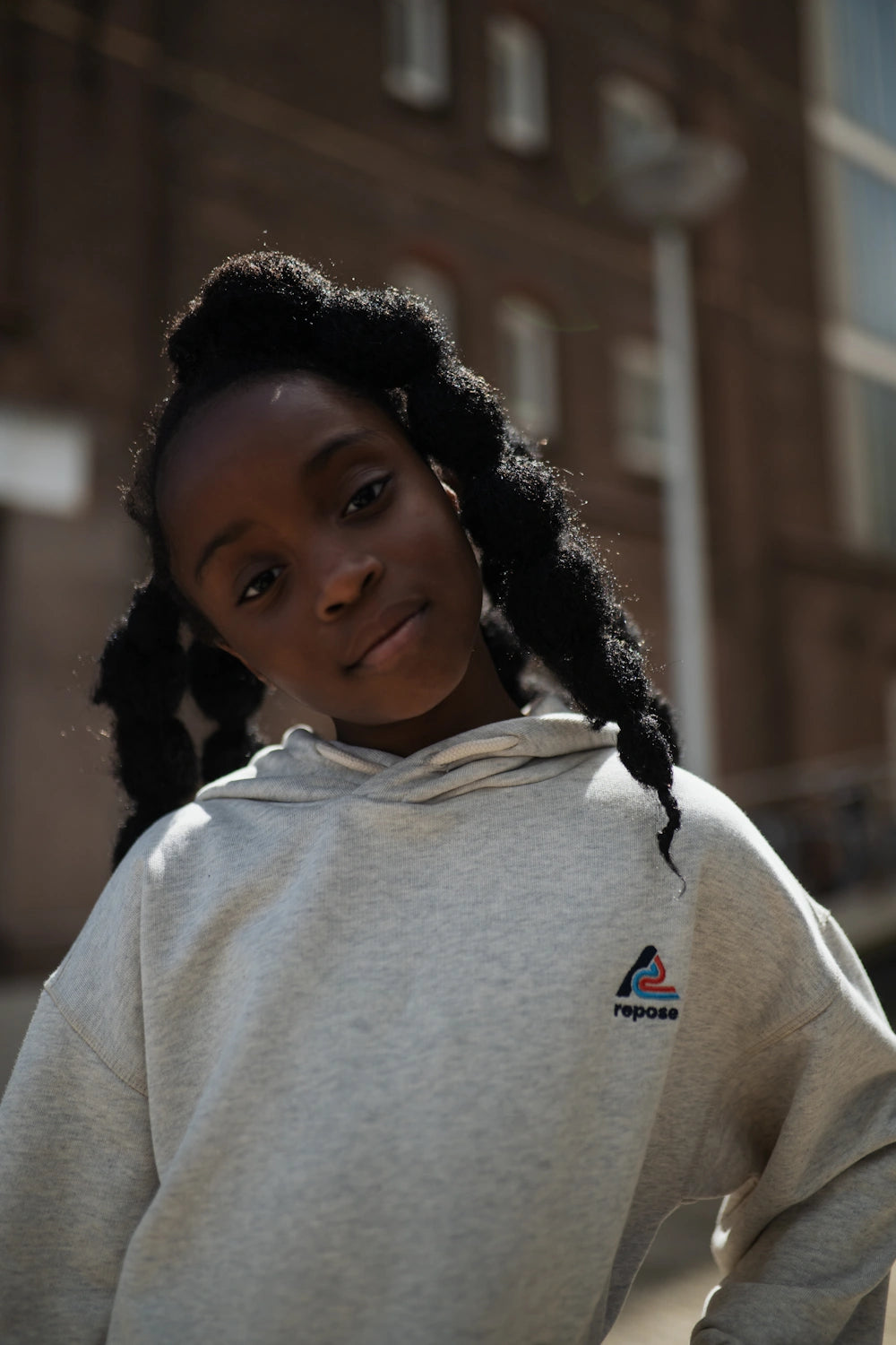 Sweat à Capuche Gris Clair