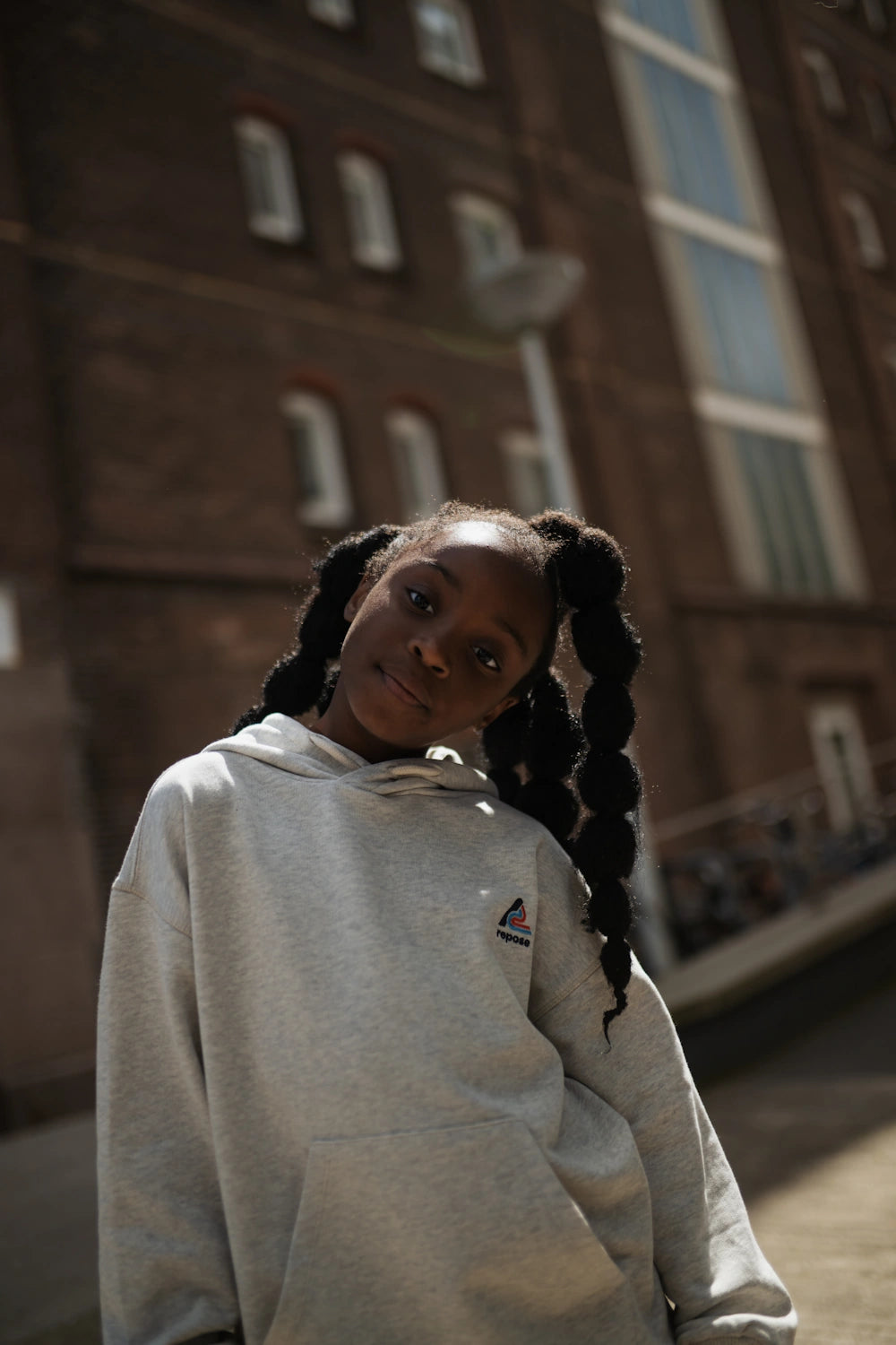 Sweat à Capuche Gris Clair