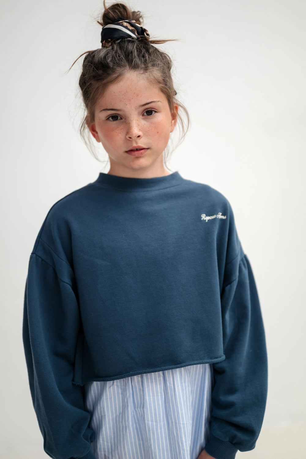 Heart Crop Sweatshirt Deep Sea Blue