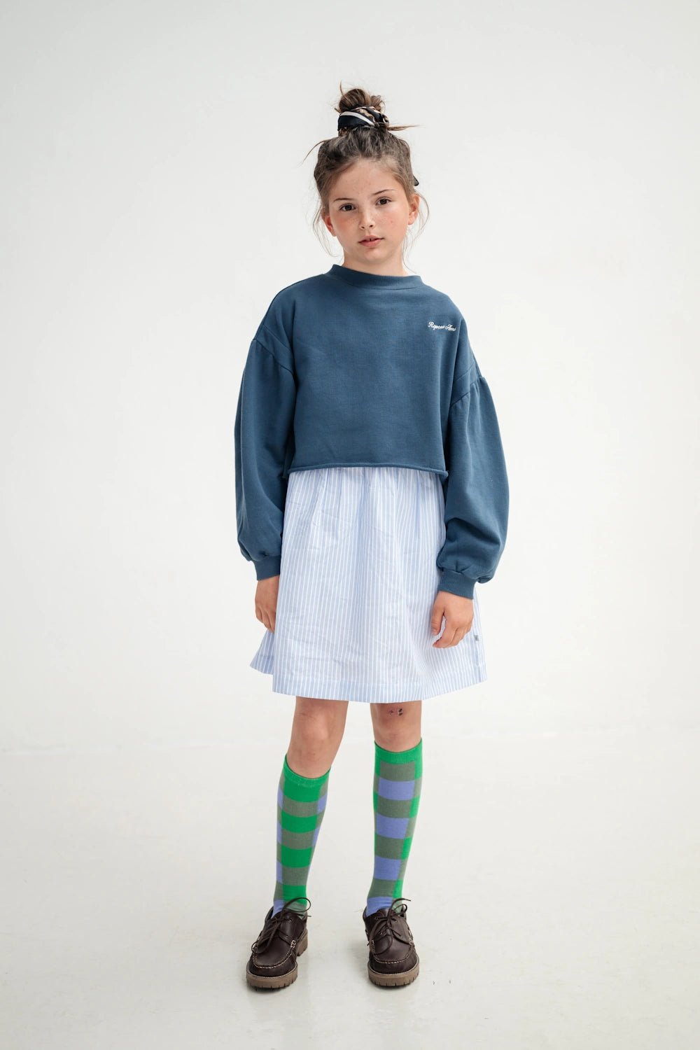 Heart Crop Sweatshirt Deep Sea Blue