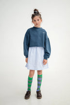 Heart Crop Sweatshirt Deep Sea Blue