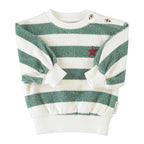 Sweat Bébé Écru Rayures Vertes