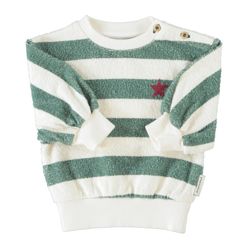 Sweat Bébé Écru Rayures Vertes