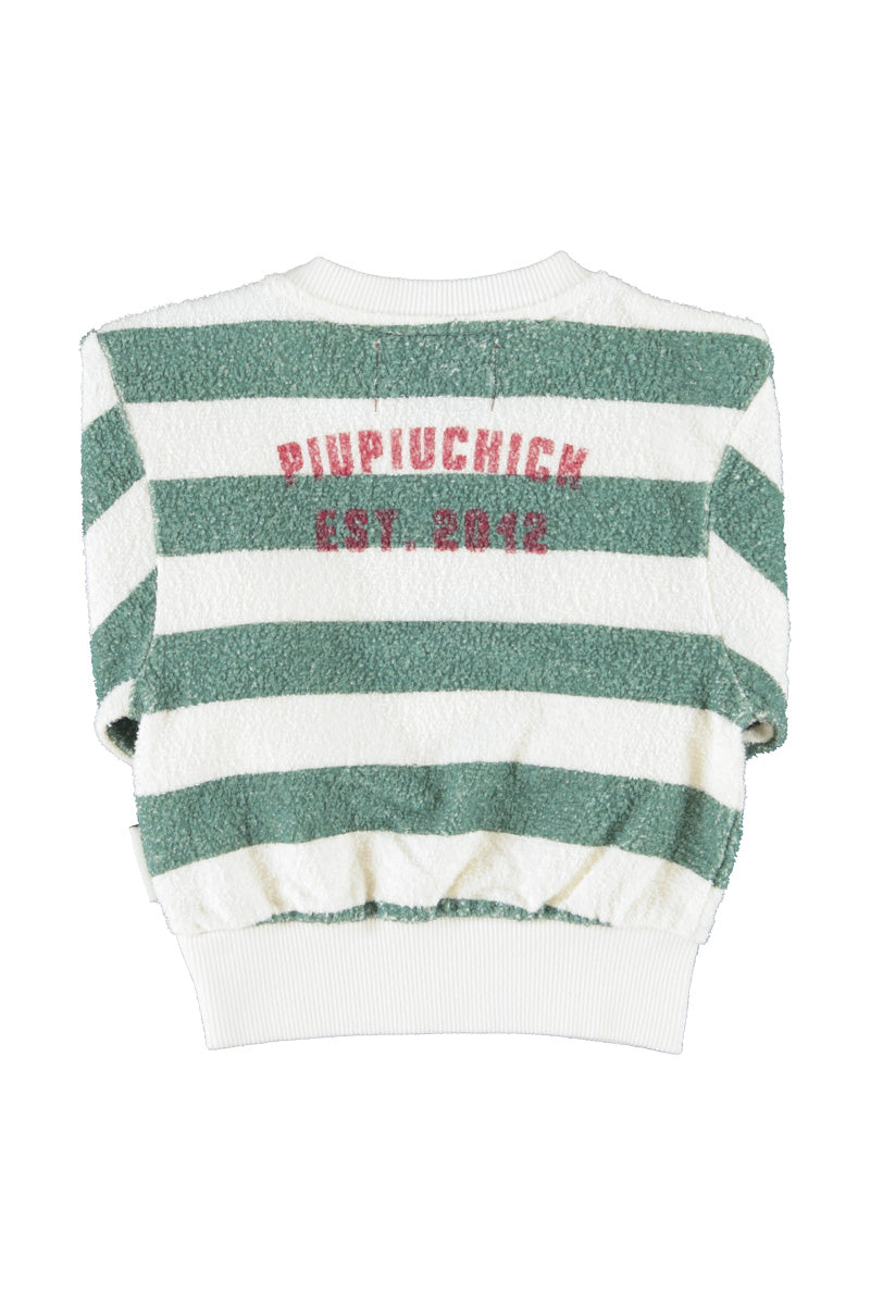 Sweat Bébé Écru Rayures Vertes