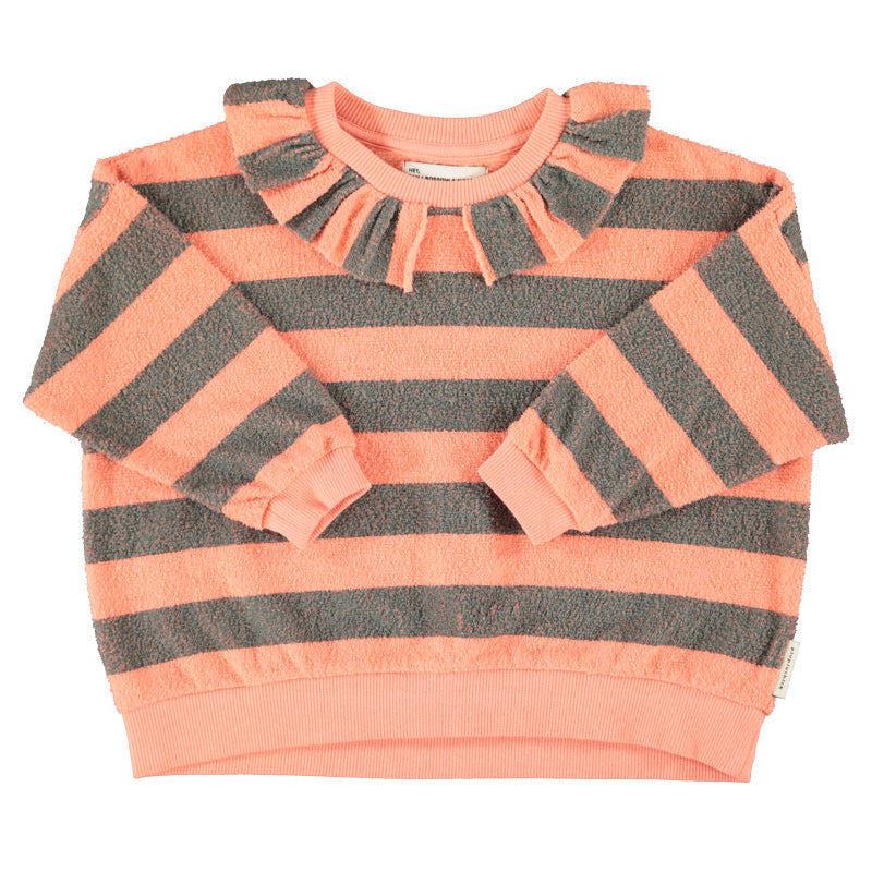 Sweat Col Rayures roses et Vertes