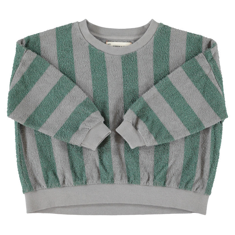 Grey Green Stripe Sweatshirt