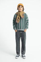 Grey Green Stripe Sweatshirt