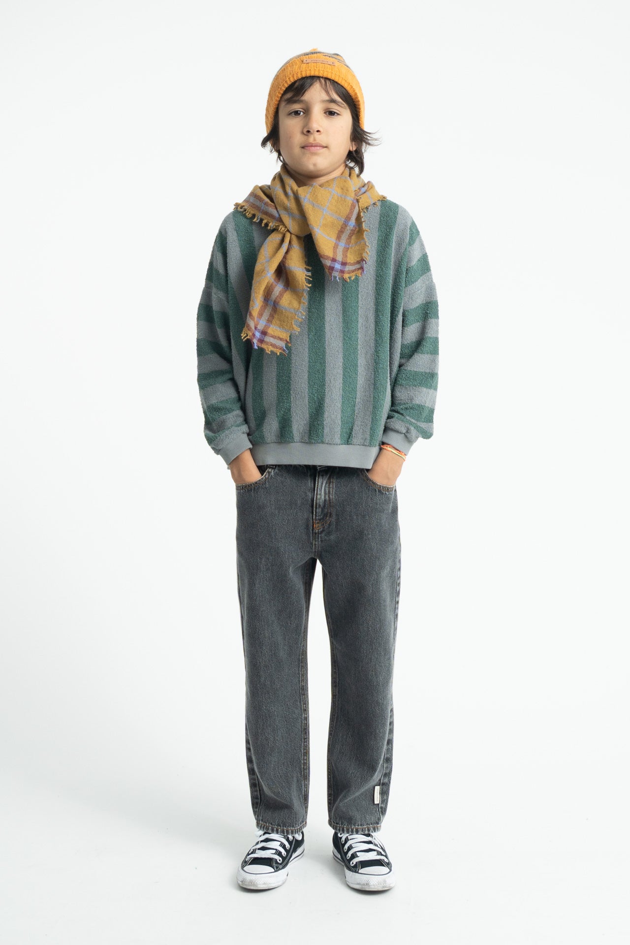 Grey Green Stripe Sweatshirt
