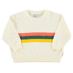 Ecru sweatshirt with multicolored stripes print