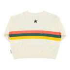Ecru sweatshirt with multicolored stripes print