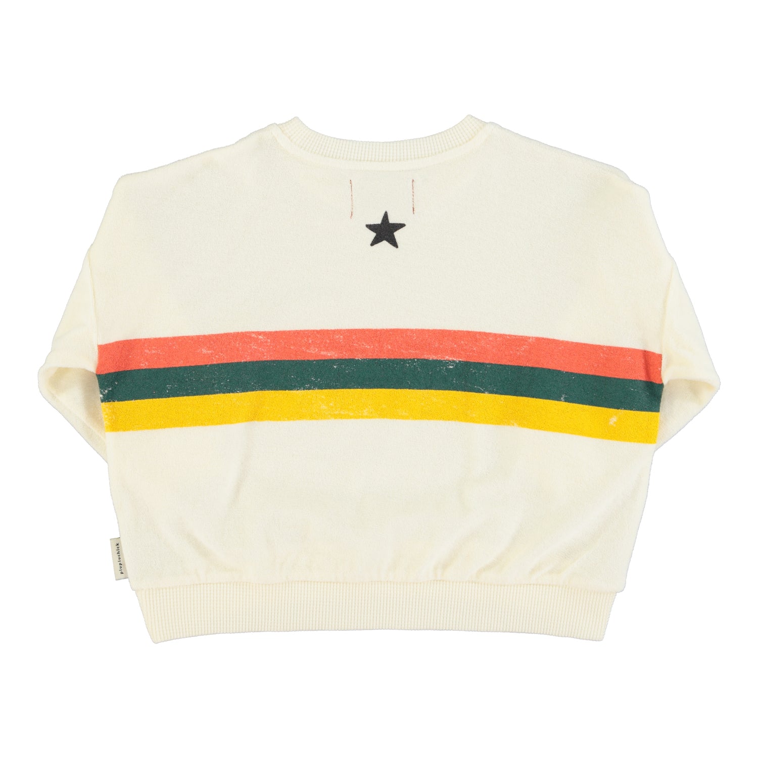 Ecru sweatshirt with multicolored stripes print