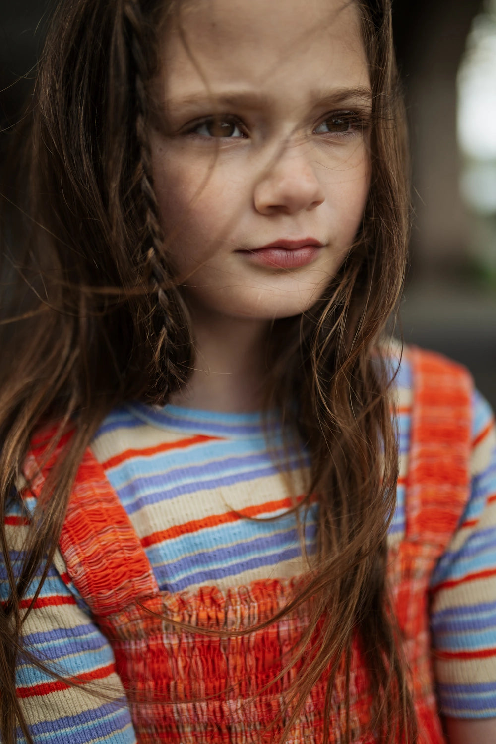 Fitted T-shirt with Multicolored Stripes