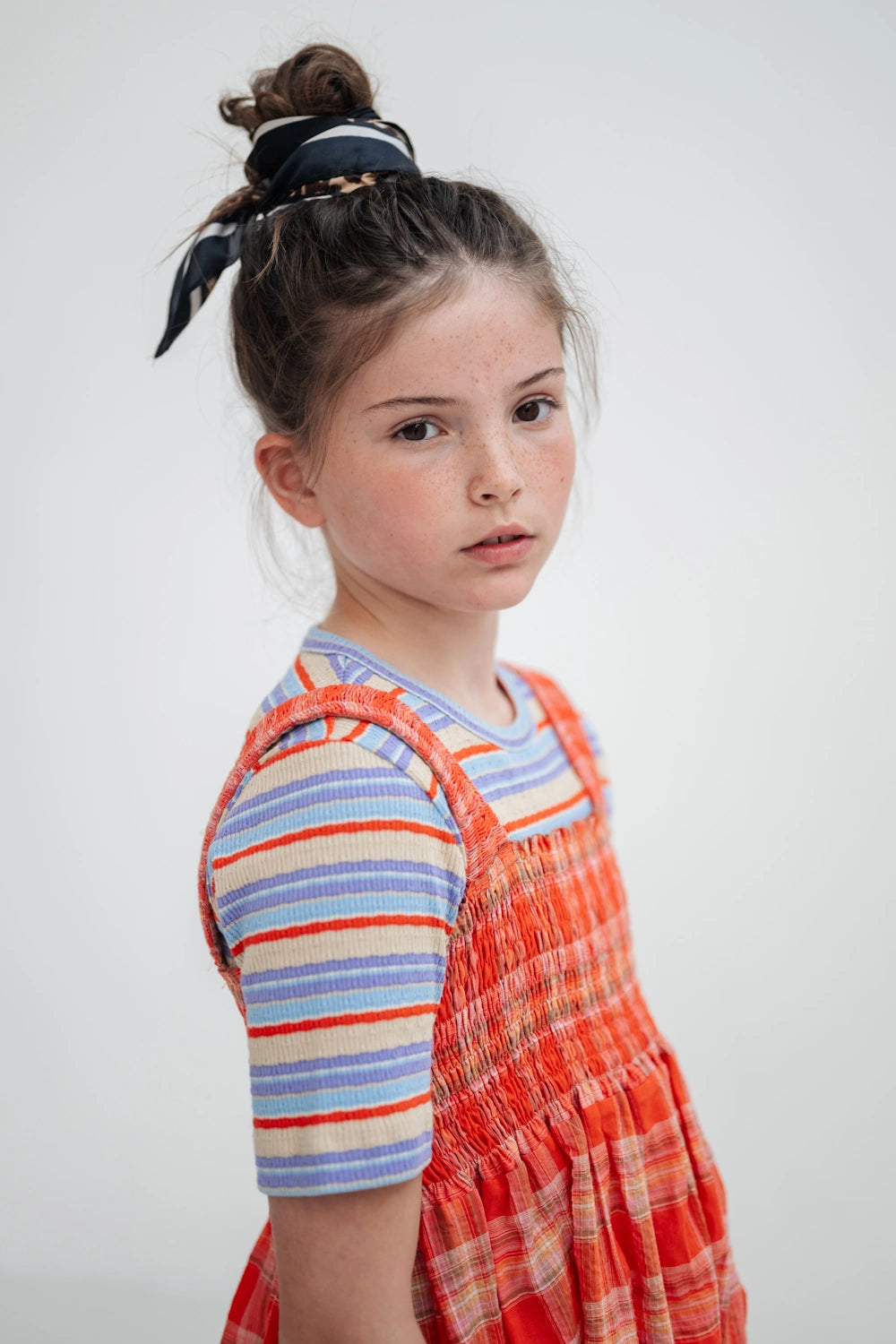 Fitted T-shirt with Multicolored Stripes