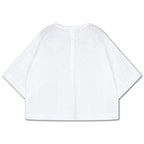 White Woven T-shirt with Embroidery